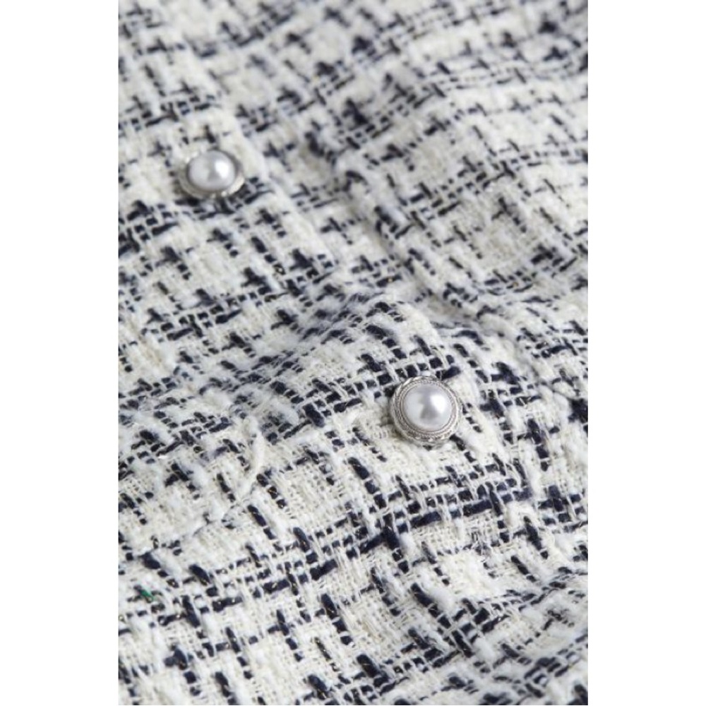 White/Black Plaid Boucle Jacket Size S - Picture 8 of 8